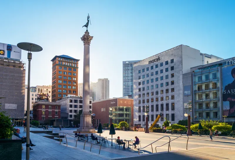 Union Square, a short walk from the Golden Gate Hotel